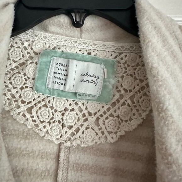 Saturday Sunday Anthropologie Elise Blanket Open Cardigan Size M Cream Color - Picture 5 of 6